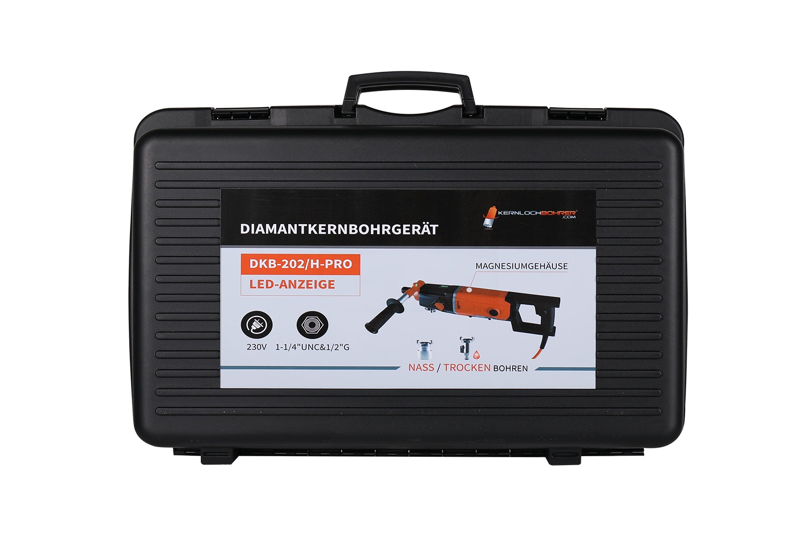 Diamant-Kernbohrgerät DKB-202/H-PRO (mit Ständer), Nass & Trocken, Ø 162mm handgeführt, Ø 202mm ständergeführt, Beton/Stahlbeton/Mauerwerk